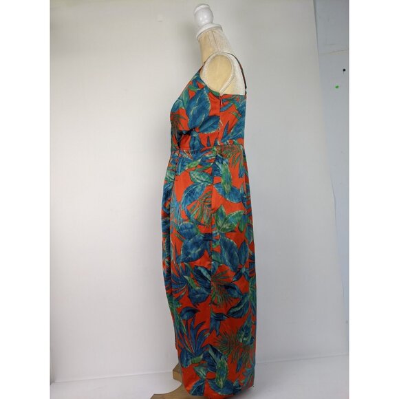 Nicole MIller V Neck Tropical Floral Tank Dress Womens Size 6 Summer - Picture 4 of 11